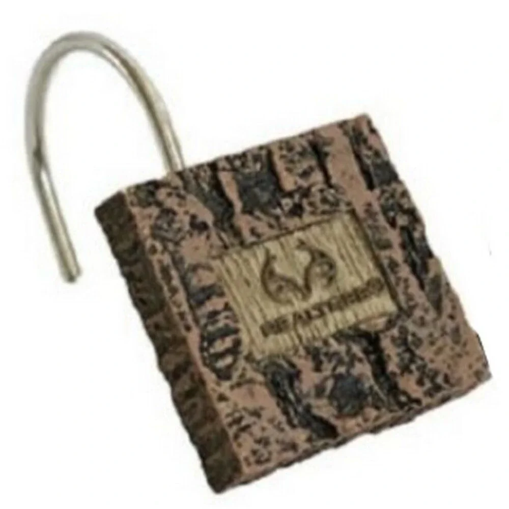 RealTree Shower Curtain Hooks 12 Resin Deer Skull Antler Rustic Cabin Camp Lodge
